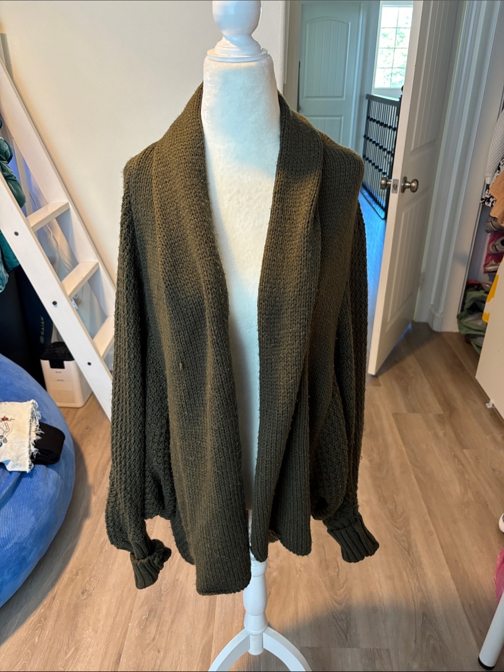Olive Open-Front Knit Cardigan Sweater - Women